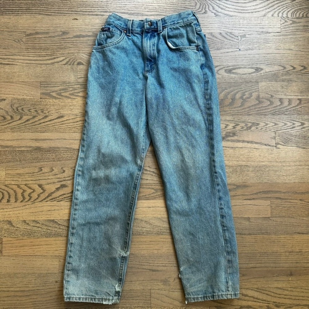 Lee Jeans Vintage High Waist Denim Distressed Light Wash Kids (Size 12)